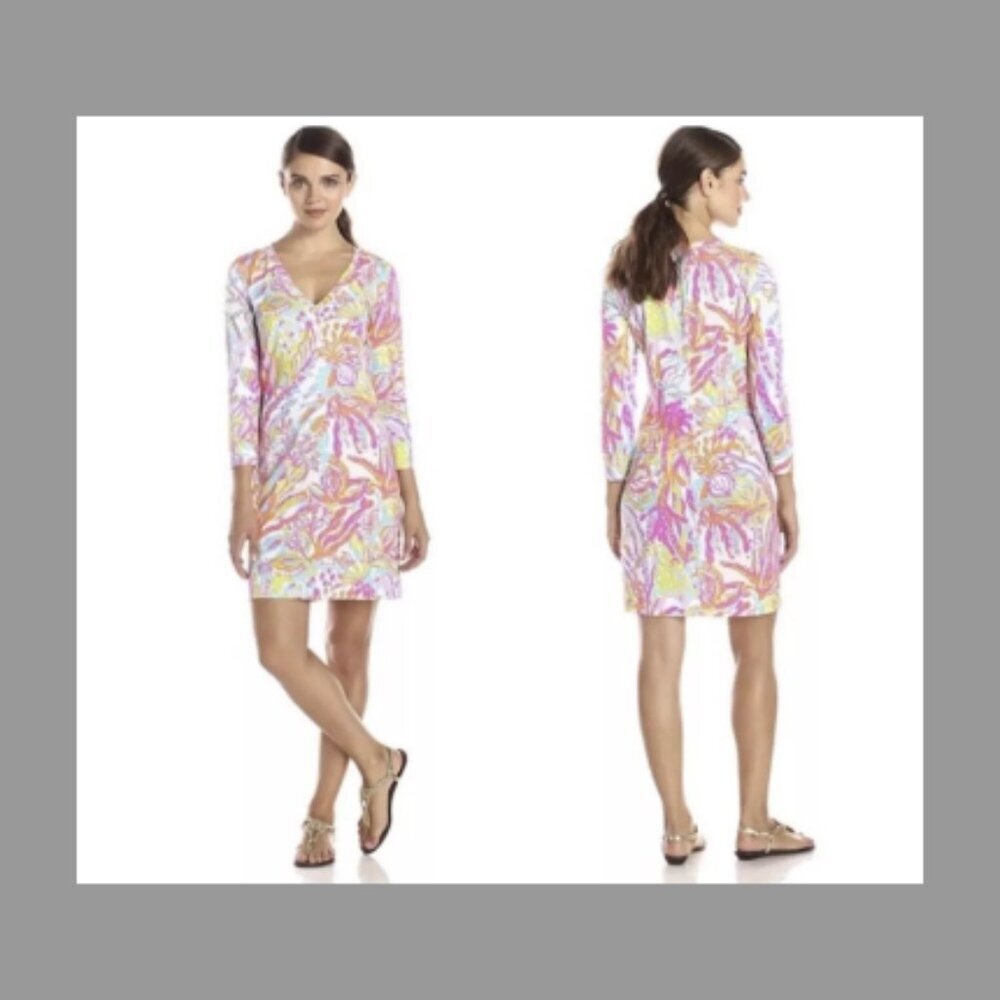 Lilly Pulitzer Christie Knee Length V neck Dress Color:Pink Size: M - Picture 14 of 14